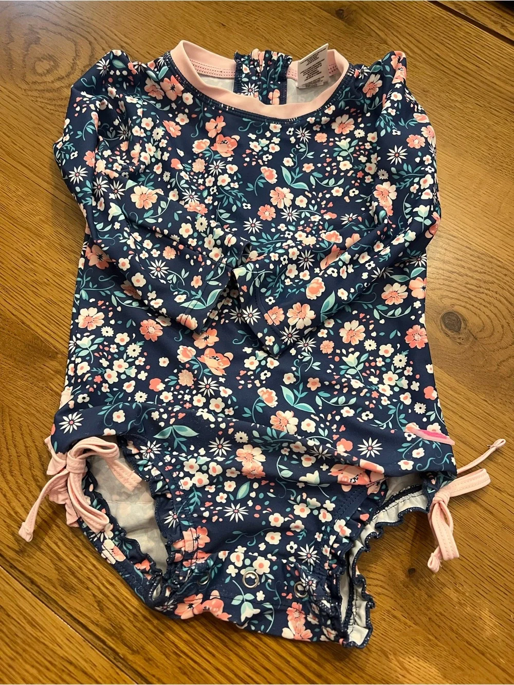 Rufflebutts Floral Long Sleeve One Piece Rash Guard